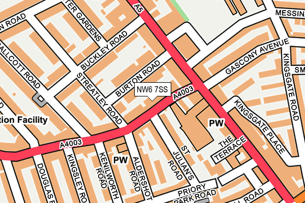 NW6 7SS map - OS OpenMap – Local (Ordnance Survey) NW6 7SS map - OS OpenMap – Local (Ordnance Survey)