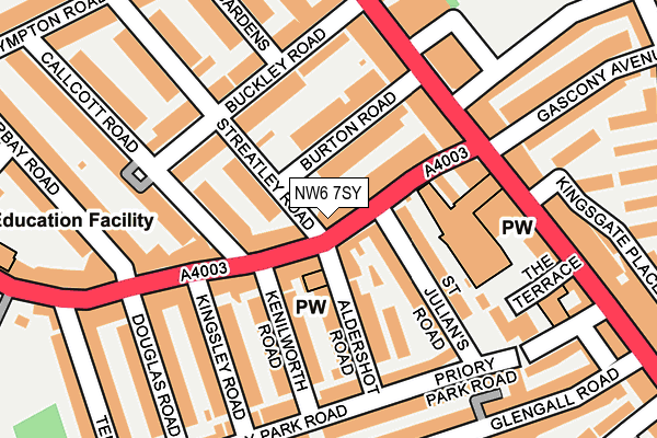NW6 7SY map - OS OpenMap – Local (Ordnance Survey) NW6 7SY map - OS OpenMap – Local (Ordnance Survey)