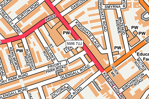 NW6 7UJ map - OS OpenMap – Local (Ordnance Survey) NW6 7UJ map - OS OpenMap – Local (Ordnance Survey)