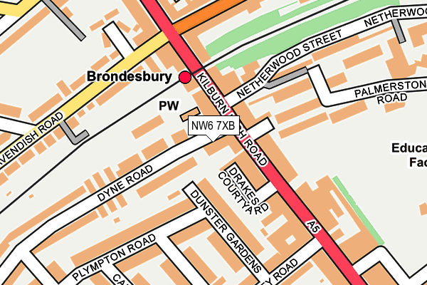NW6 7XB map - OS OpenMap – Local (Ordnance Survey) NW6 7XB map - OS OpenMap – Local (Ordnance Survey)