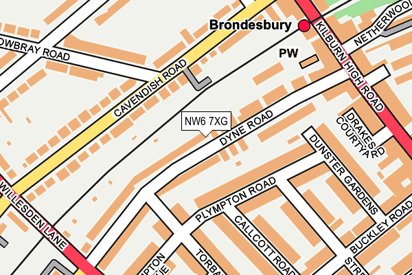 NW6 7XG map - OS OpenMap – Local (Ordnance Survey) NW6 7XG map - OS OpenMap – Local (Ordnance Survey)