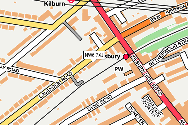 NW6 7XJ map - OS OpenMap – Local (Ordnance Survey) NW6 7XJ map - OS OpenMap – Local (Ordnance Survey)