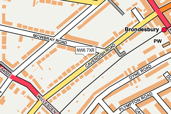 NW6 7XR map - OS OpenMap – Local (Ordnance Survey) NW6 7XR map - OS OpenMap – Local (Ordnance Survey)