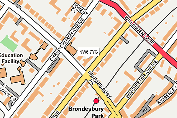 NW6 7YG map - OS OpenMap – Local (Ordnance Survey)