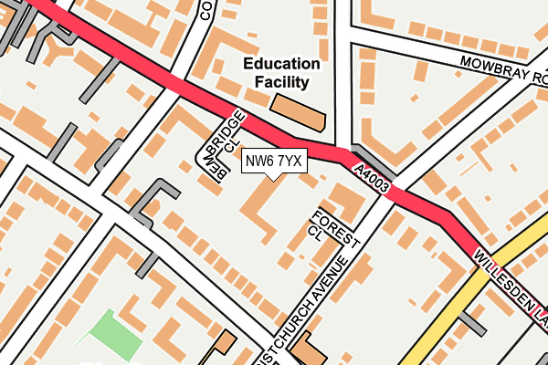 NW6 7YX map - OS OpenMap – Local (Ordnance Survey) NW6 7YX map - OS OpenMap – Local (Ordnance Survey)
