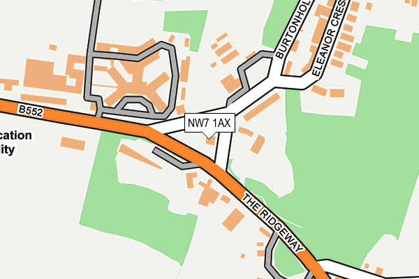 NW7 1AX map - OS OpenMap – Local (Ordnance Survey) NW7 1AX map - OS OpenMap – Local (Ordnance Survey)