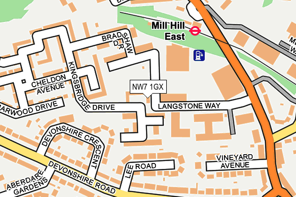 NW7 1GX map - OS OpenMap – Local (Ordnance Survey) NW7 1GX map - OS OpenMap – Local (Ordnance Survey)
