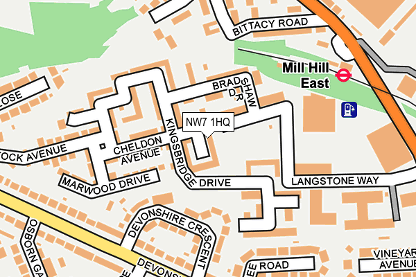 NW7 1HQ map - OS OpenMap – Local (Ordnance Survey)