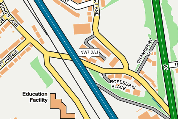 NW7 2AJ map - OS OpenMap – Local (Ordnance Survey) NW7 2AJ map - OS OpenMap – Local (Ordnance Survey)