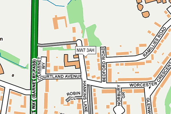 NW7 3AH map - OS OpenMap – Local (Ordnance Survey) NW7 3AH map - OS OpenMap – Local (Ordnance Survey)
