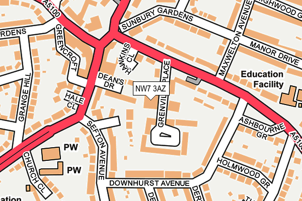 NW7 3AZ map - OS OpenMap – Local (Ordnance Survey) NW7 3AZ map - OS OpenMap – Local (Ordnance Survey)