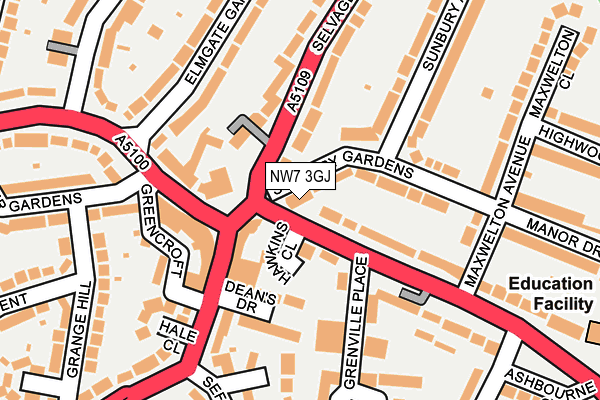 NW7 3GJ map - OS OpenMap – Local (Ordnance Survey) NW7 3GJ map - OS OpenMap – Local (Ordnance Survey)