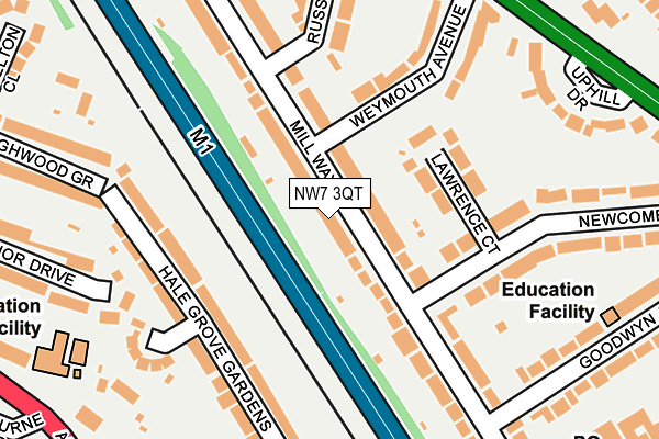 NW7 3QT map - OS OpenMap – Local (Ordnance Survey) NW7 3QT map - OS OpenMap – Local (Ordnance Survey)
