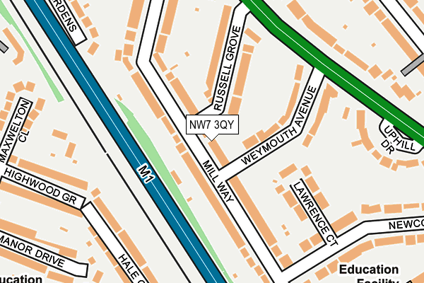 NW7 3QY map - OS OpenMap – Local (Ordnance Survey) NW7 3QY map - OS OpenMap – Local (Ordnance Survey)