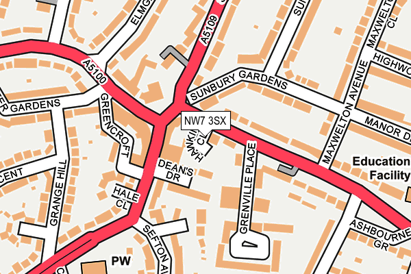 NW7 3SX map - OS OpenMap – Local (Ordnance Survey) NW7 3SX map - OS OpenMap – Local (Ordnance Survey)