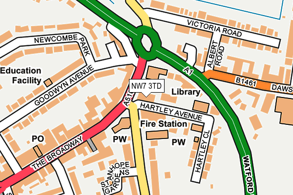 NW7 3TD map - OS OpenMap – Local (Ordnance Survey) NW7 3TD map - OS OpenMap – Local (Ordnance Survey)