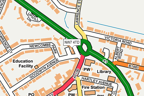 NW7 4TD map - OS OpenMap – Local (Ordnance Survey)