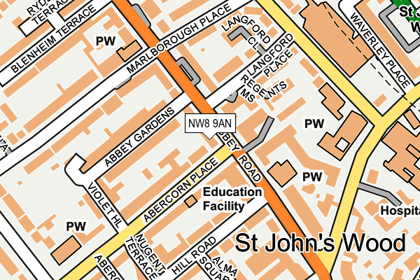 NW8 9AN map - OS OpenMap – Local (Ordnance Survey)