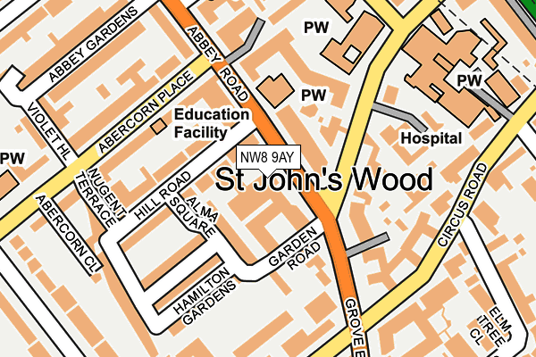 NW8 9AY map - OS OpenMap – Local (Ordnance Survey) NW8 9AY map - OS OpenMap – Local (Ordnance Survey)