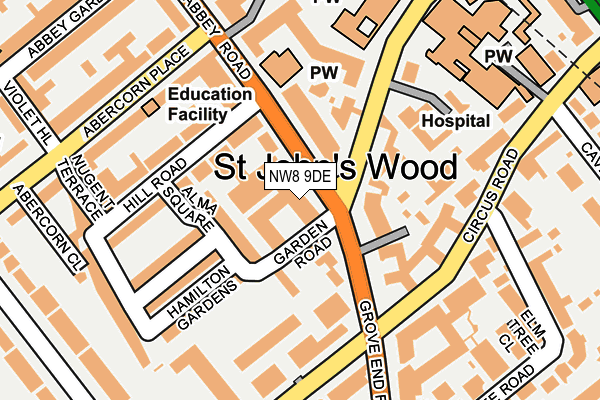 NW8 9DE map - OS OpenMap – Local (Ordnance Survey)