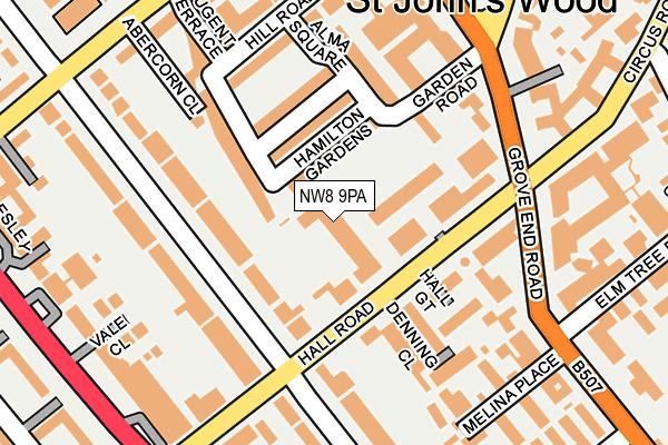 NW8 9PA map - OS OpenMap – Local (Ordnance Survey) NW8 9PA map - OS OpenMap – Local (Ordnance Survey)