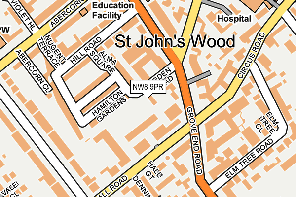 NW8 9PR map - OS OpenMap – Local (Ordnance Survey) NW8 9PR map - OS OpenMap – Local (Ordnance Survey)