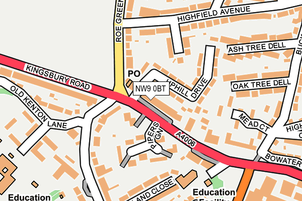 NW9 0BT map - OS OpenMap – Local (Ordnance Survey) NW9 0BT map - OS OpenMap – Local (Ordnance Survey)