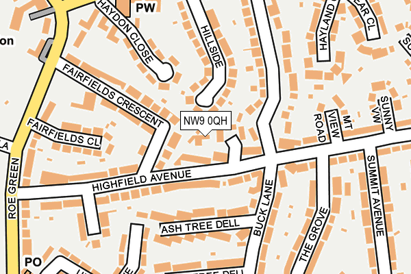 NW9 0QH map - OS OpenMap – Local (Ordnance Survey)