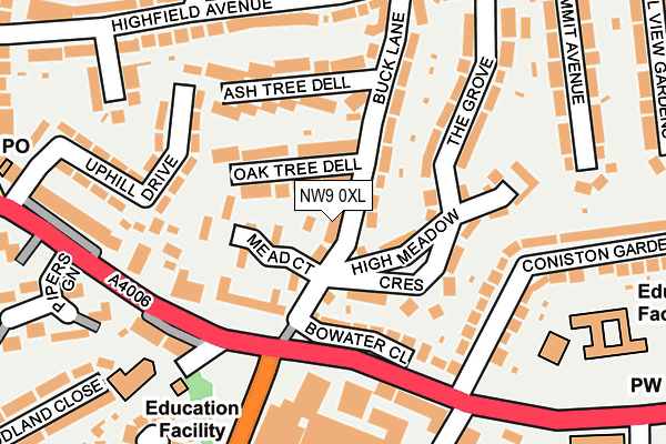 NW9 0XL map - OS OpenMap – Local (Ordnance Survey)