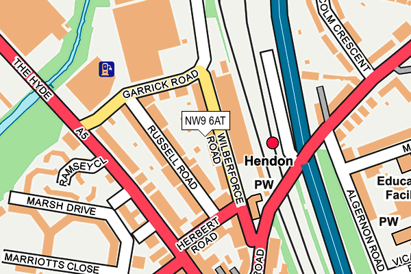 NW9 6AT map - OS OpenMap – Local (Ordnance Survey)