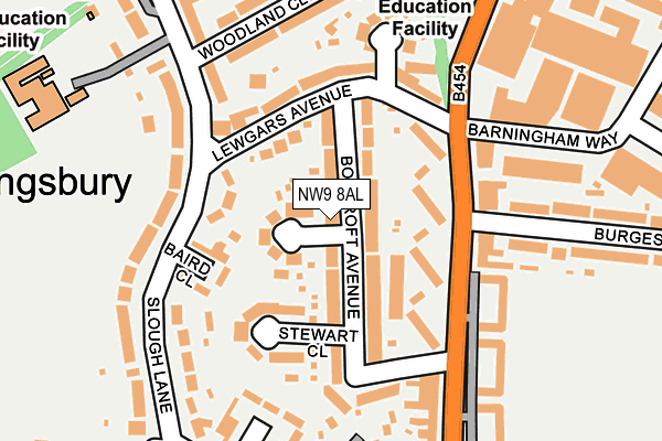 NW9 8AL map - OS OpenMap – Local (Ordnance Survey) NW9 8AL map - OS OpenMap – Local (Ordnance Survey)
