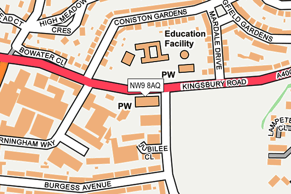 NW9 8AQ map - OS OpenMap – Local (Ordnance Survey) NW9 8AQ map - OS OpenMap – Local (Ordnance Survey)