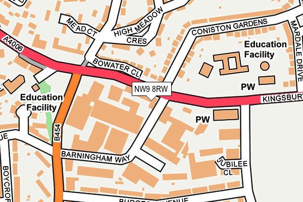 NW9 8RW map - OS OpenMap – Local (Ordnance Survey) NW9 8RW map - OS OpenMap – Local (Ordnance Survey)