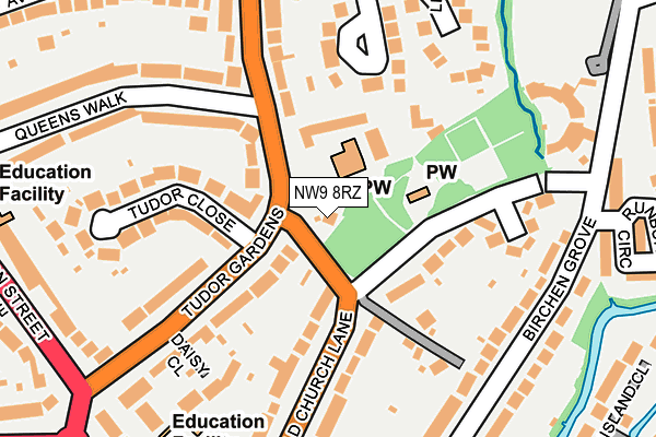 NW9 8RZ map - OS OpenMap – Local (Ordnance Survey) NW9 8RZ map - OS OpenMap – Local (Ordnance Survey)