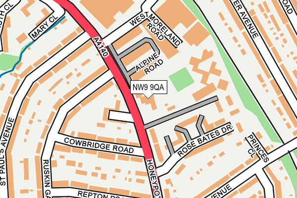 NW9 9QA map - OS OpenMap – Local (Ordnance Survey) NW9 9QA map - OS OpenMap – Local (Ordnance Survey)
