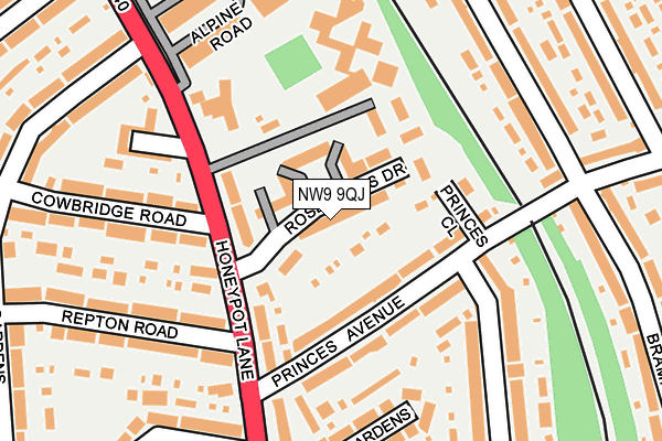 NW9 9QJ map - OS OpenMap – Local (Ordnance Survey) NW9 9QJ map - OS OpenMap – Local (Ordnance Survey)