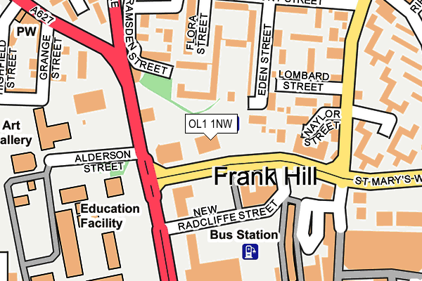 OL1 1NW map - OS OpenMap – Local (Ordnance Survey) OL1 1NW map - OS OpenMap – Local (Ordnance Survey)