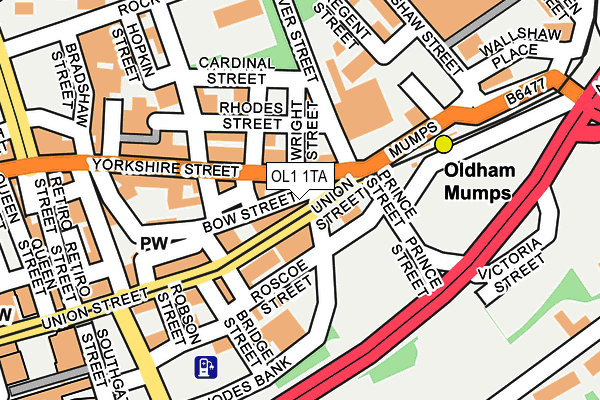 OL1 1TA map - OS OpenMap – Local (Ordnance Survey) OL1 1TA map - OS OpenMap – Local (Ordnance Survey)