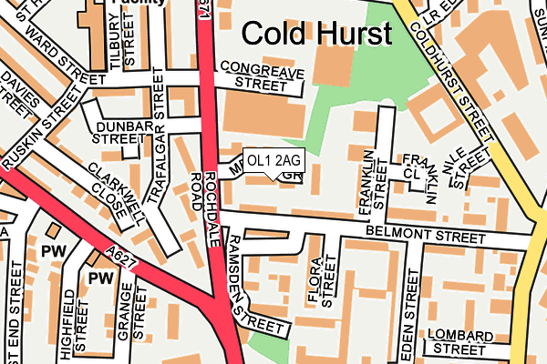 OL1 2AG map - OS OpenMap – Local (Ordnance Survey) OL1 2AG map - OS OpenMap – Local (Ordnance Survey)