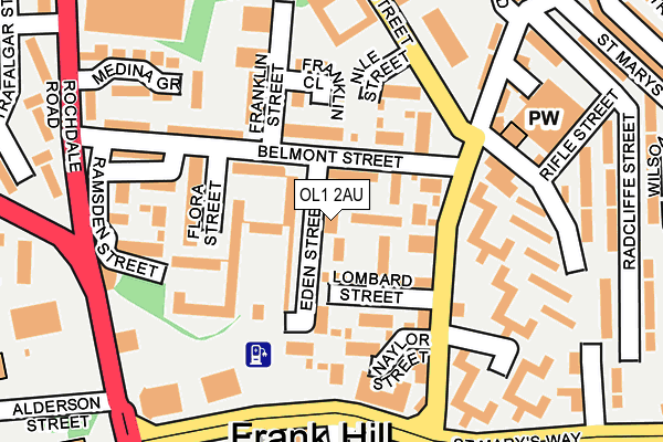 OL1 2AU map - OS OpenMap – Local (Ordnance Survey) OL1 2AU map - OS OpenMap – Local (Ordnance Survey)