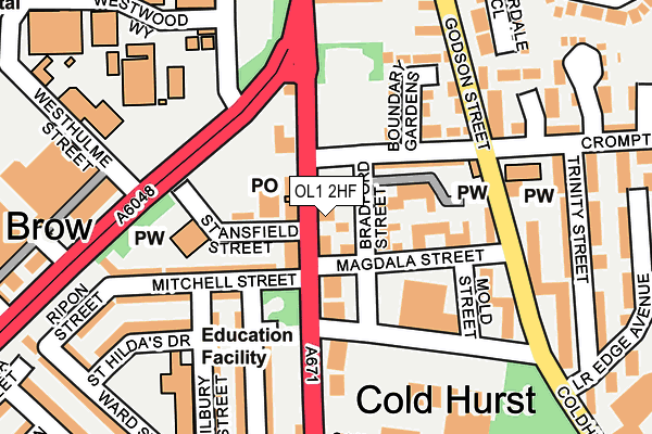 OL1 2HF map - OS OpenMap – Local (Ordnance Survey) OL1 2HF map - OS OpenMap – Local (Ordnance Survey)