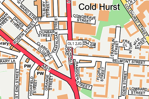 OL1 2JG map - OS OpenMap – Local (Ordnance Survey)