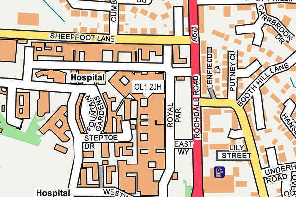 OL1 2JH map - OS OpenMap – Local (Ordnance Survey) OL1 2JH map - OS OpenMap – Local (Ordnance Survey)