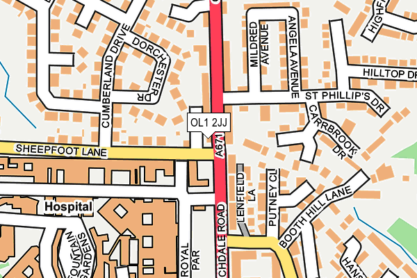OL1 2JJ map - OS OpenMap – Local (Ordnance Survey) OL1 2JJ map - OS OpenMap – Local (Ordnance Survey)