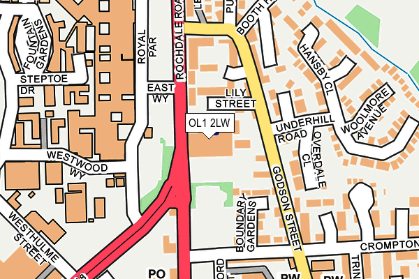 OL1 2LW map - OS OpenMap – Local (Ordnance Survey) OL1 2LW map - OS OpenMap – Local (Ordnance Survey)