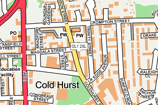 OL1 2XL map - OS OpenMap – Local (Ordnance Survey) OL1 2XL map - OS OpenMap – Local (Ordnance Survey)