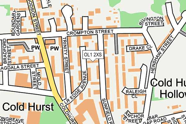 OL1 2XS map - OS OpenMap – Local (Ordnance Survey) OL1 2XS map - OS OpenMap – Local (Ordnance Survey)