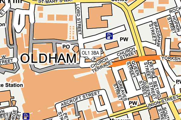 OL1 3BA map - OS OpenMap – Local (Ordnance Survey)