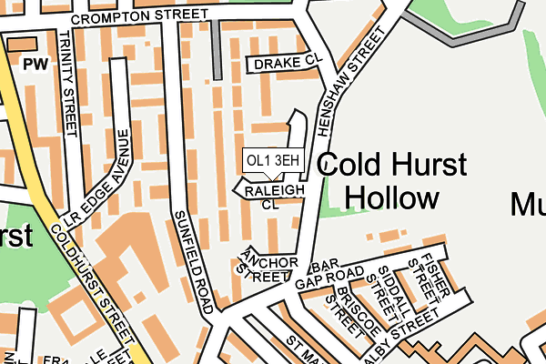 OL1 3EH map - OS OpenMap – Local (Ordnance Survey)