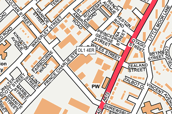 OL1 4ER map - OS OpenMap – Local (Ordnance Survey)